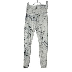 Balance Collection White Marble Pattern Ankle Legging High Waisted Comfy MM19